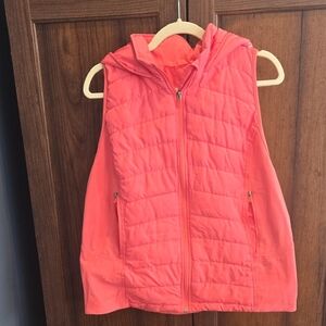Tangerine Quilted Hooded Vest
